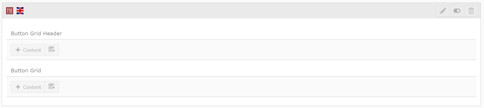 Screenshot of the Button Container in TYPO3's Backend Layout.