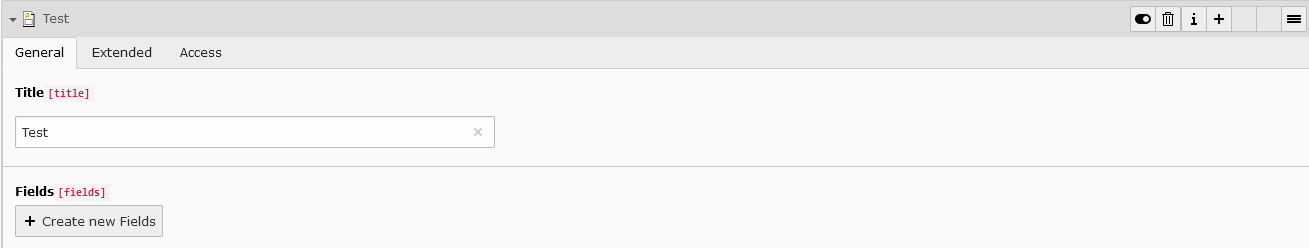 A screenshot of the test option. General tab and Title with a field below and an option to Create new pages