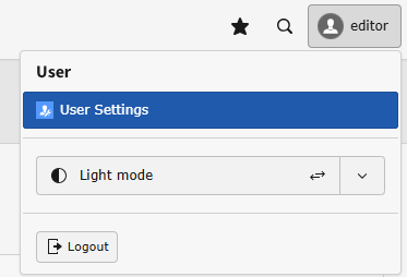 Screenshot with User Settings highlighted under the user name button.
